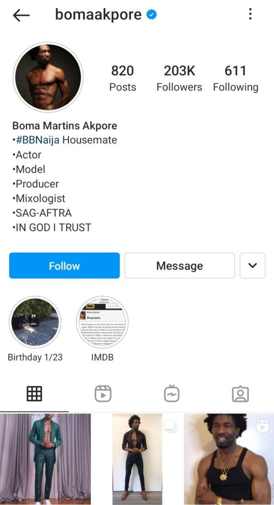 BBNAIJA 2021: First #BBNaija housemate, Boma, verified on Instagram