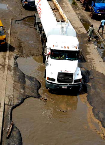 Lagos community tackles tank farms over bad road