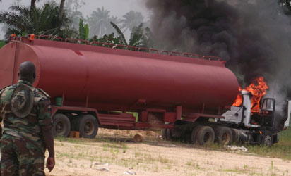 Army destroys 2 tankers used to siphon fuel from pipeline