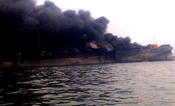 Fire guts ship at Tin Can Island