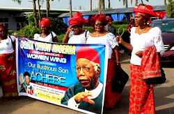 Early morning rain as Achebe’s body arrives Anambra