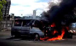 Lucky escape for 12 passengers as bus goes up in flames