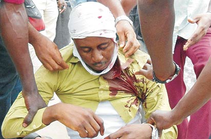 Brush with a moving train