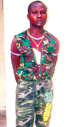 A-p-p-r-e-h-e-n-d-e-d… Fake military man that terrorize neighbors in Lagos
