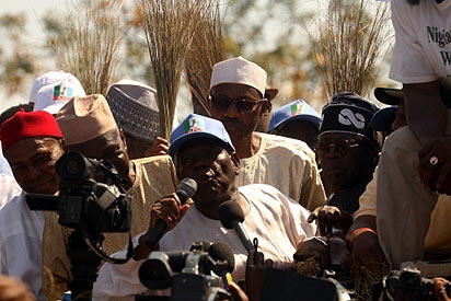 Anambra Election: Buhari, Tinubu, others protest at INEC hqtrs