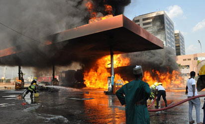 Commotion in Abuja, as fire guts Conoil filling station