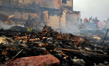 Man, 36, electrocuted as fire guts 20 shops in Lagos