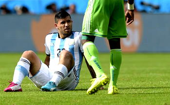 Aguero out of last 16 clash with Swiss