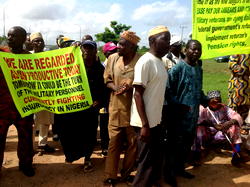 Retired military men protest