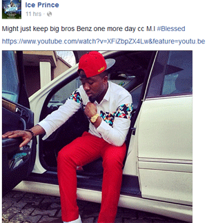 Ice Prince wants to keep MI’s car