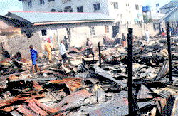 Three dead as fire razes make-shift houses in P-Harcourt