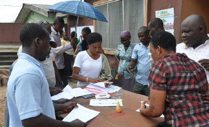 Permanent voters cards at a distribution centre in Lagos, ahead of