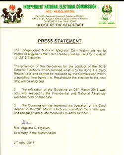 Governorship election: INEC insists on card reader, says operation hitches solved