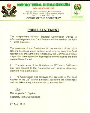 Governorship election: INEC insists on card reader, says operation hitches solved