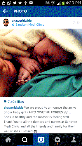 Popular rapper, AKA becomes a father