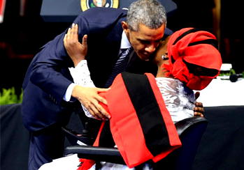 President Obama embraces Nigerian disability-rights activist, Grace Alache Jerry