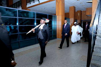 See photos of Saraki’s unveiling of Buhari’s ministerial nominees