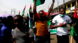 Photos: Pro-Biafra protesters ground Lagos Int’l Market over Kanu
