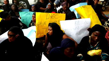 Pro-Faleke protesters lay siege to  INEC office