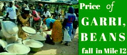 Prices of beans, garri fall at Mile-12 Market