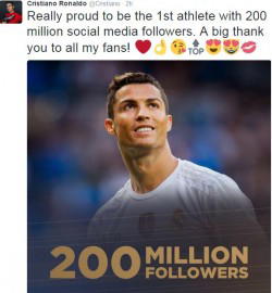 Cristiano Ronaldo Now Has More Than 200m Instagram Followers