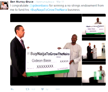#BuyNaijaToGrowTheNaira: Ben Bruce endows entrepreneur with funds
