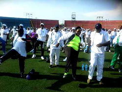 NDDC boss Semenitari, staff on fitness walk in Port Harcourt