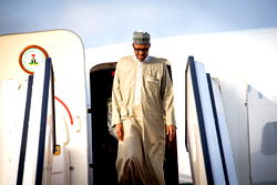 Photos as Buhari arrives Nigeria from vacation in UK