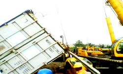 Photos: Container truck crushes buses, motorcyclists at Alakija