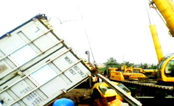 Photos: Container truck crushes buses, motorcyclists at Alakija