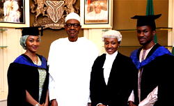 Photos: President Muhammadu Buhari celebrates with his children on graduation