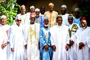 Photos: Buhari receives 1953 classmates in Daura
