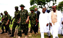 Photos: Buhari meets troops in Zamfara