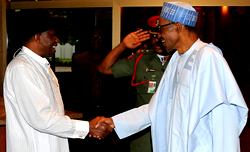 Photo: Jonathan meets Buhari in Aso Villa