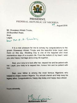 Buhari congratulates Tinubu’s son on wedding occasion