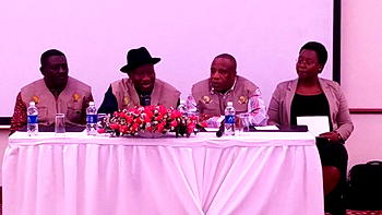 Photos: Jonathan meets other 56 AU election observers in Zambia