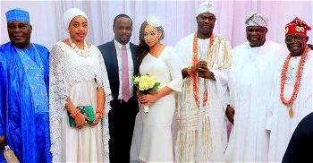 Photos: Ooni of Ife, Atiku, Ambode others grace wedding of Tinubu’s son
