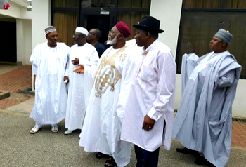 Photos: Jonathan visits IBB, Abubakar in Minna