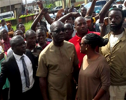 In-Photo: Obaseki arrives Oredo polling unit, sets to vote