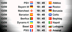UEFA Champions League First Round Fixtures