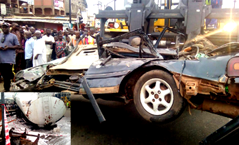 Petroleum tanker falls on car, kills one in Lagos