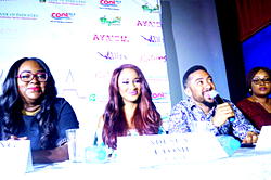 Majid Michel, Adesua Etomi, at Emem Isong’s VIP screening of Ayamma