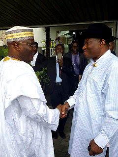 Photos: Jonathan, Patience meet Atiku in Abuja