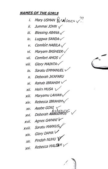Breaking: FG releases list of names of freed #ChibokGirls