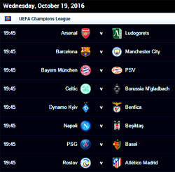 UEFA Champions League fixtures