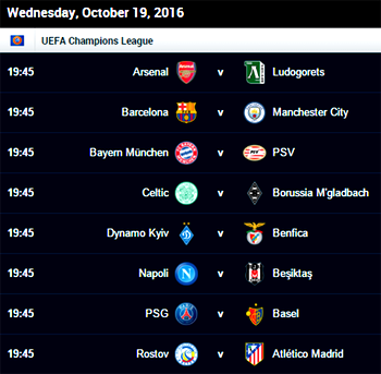 UEFA Champions League fixtures