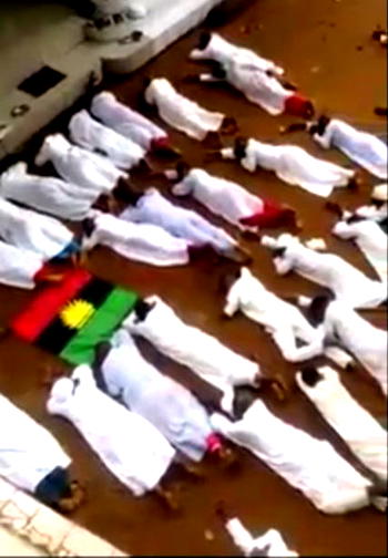 Drama: Biafran supporters praying for God’s forgiveness