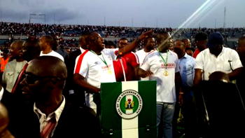President FC Ifeanyi Ubah congratulates Rangers FC