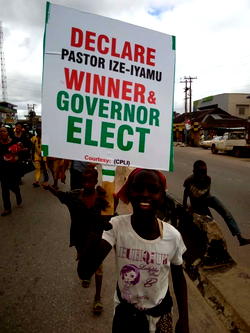 PDP supporters protest Edo governorship poll result
