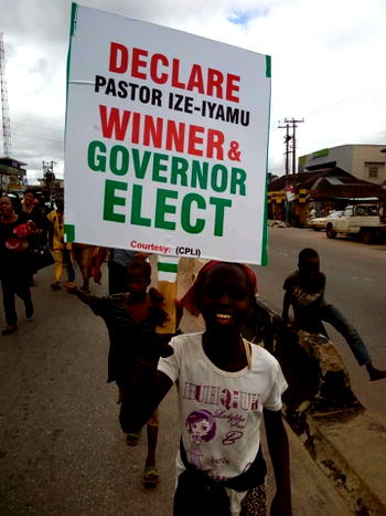 PDP supporters protest Edo governorship poll result